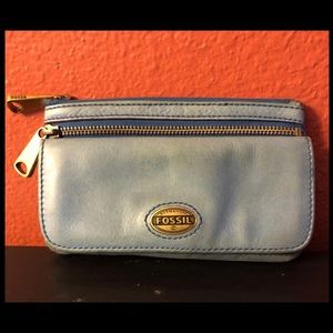 Fossil light blue leather wallet
